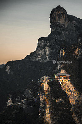 Cable car station nested on a mountain peak on Tianmenshan (天门山), Zhangjiajie (张家界) China